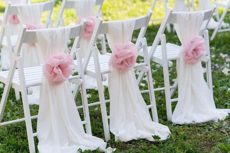 B.Cool B-COOL 5 Pack 10Ft White Chiffon Table Runners Fall Sheer Table Runner Thanksgiving Rustic Runner for Wedding Bridal Shower Birthday Banquet Christmas Party Tables Decorations 27x120 Inches - Image 5